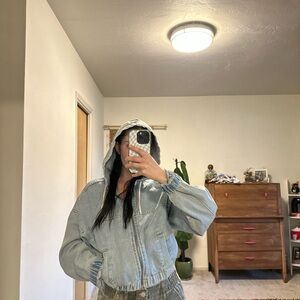 PacSun Light Blue Hooded Denim Jacket